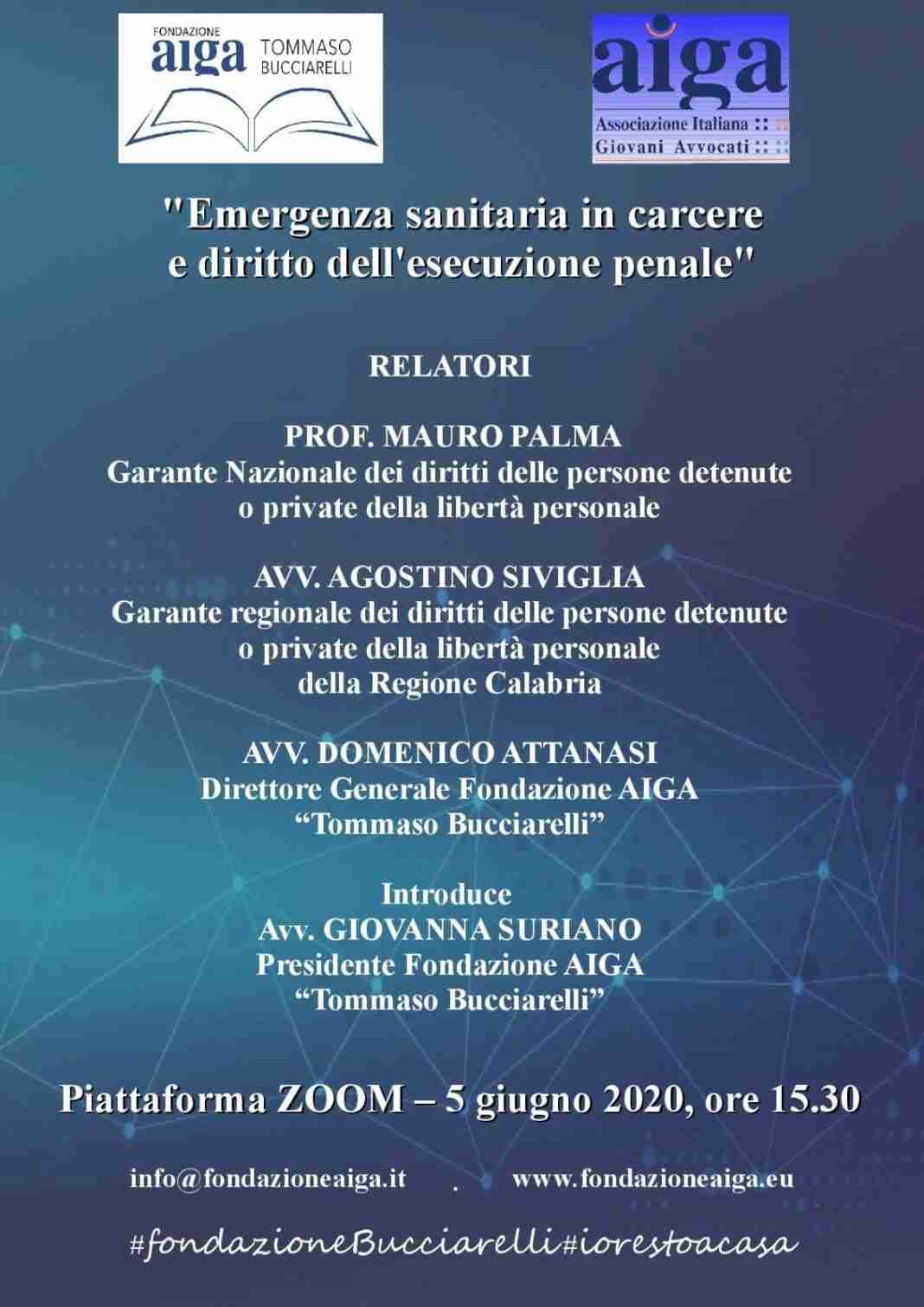 “Emergenza sanitaria in carcere”, domani il webinar della Fondazione Aiga “Bucciarelli”