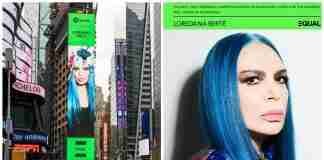 Loredana Bertè è Equal Global Ambassodor per Spotify. A Times Square la sua gigantografia