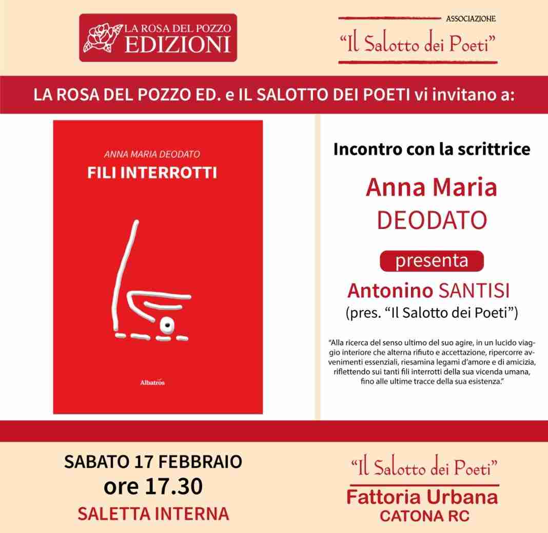 “Fili interrotti”, domani a Catona la presentazione del romanzo di Anna Maria Deodato