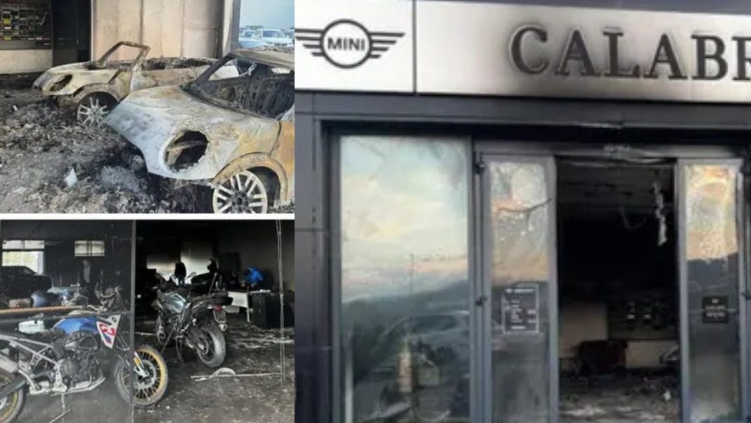 Villa San Giovanni Consessionaria auto in fiamme