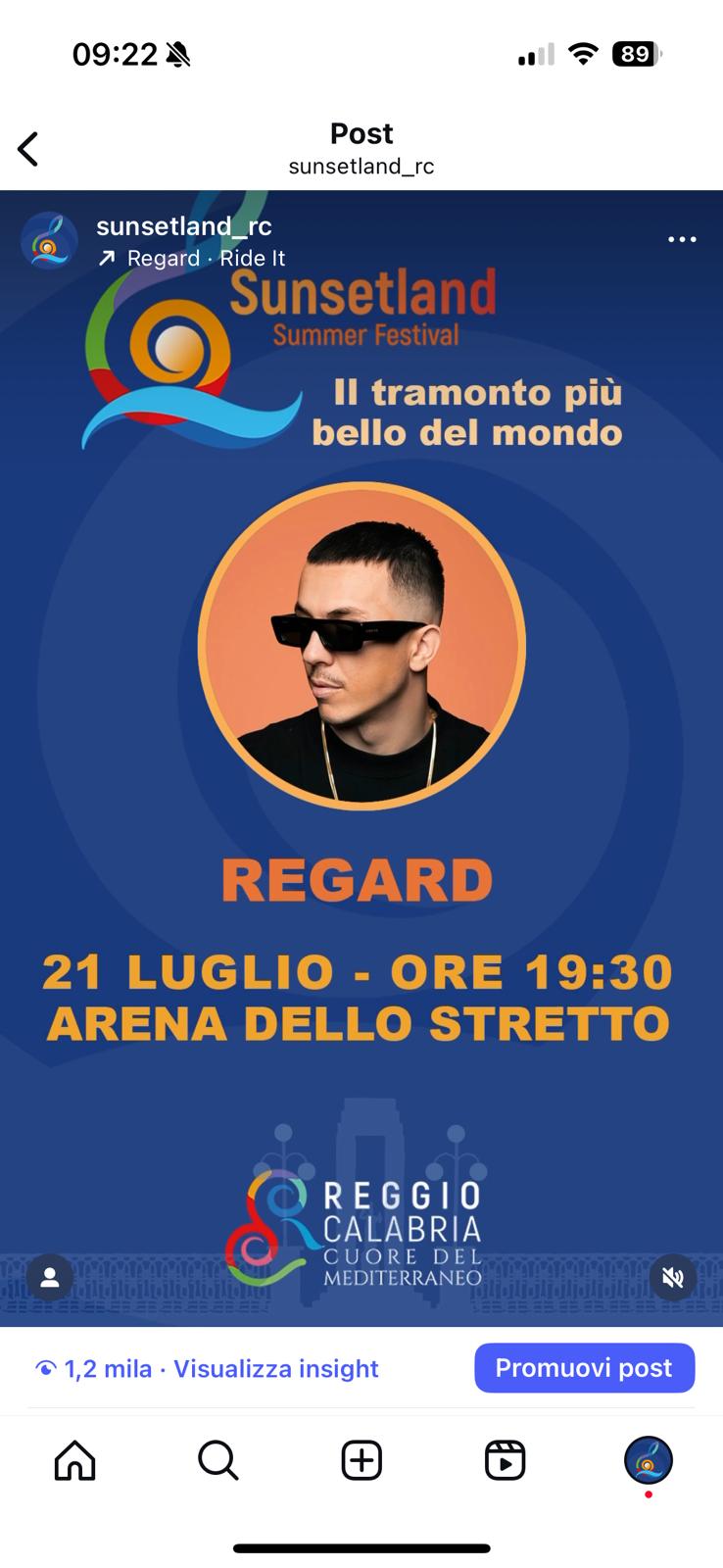 Reggio Sunset Festival : oggi all’Arena dello Stretto il Dj internazionale Regard