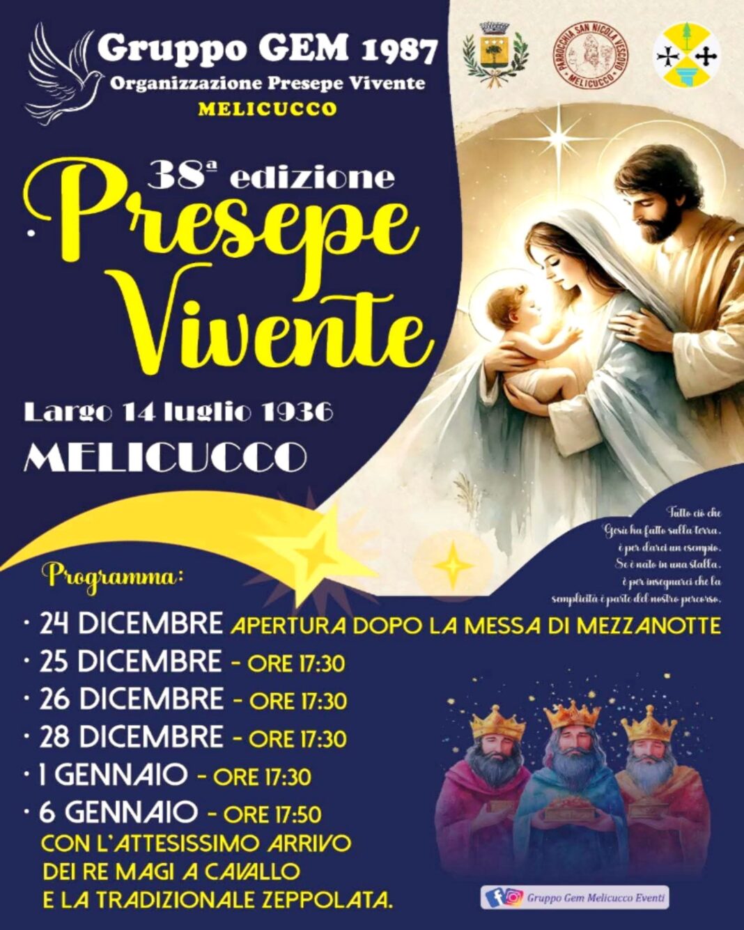 Il Presepe Vivente del Gruppo GEM di Melicucco torna ad emozionare la comunità